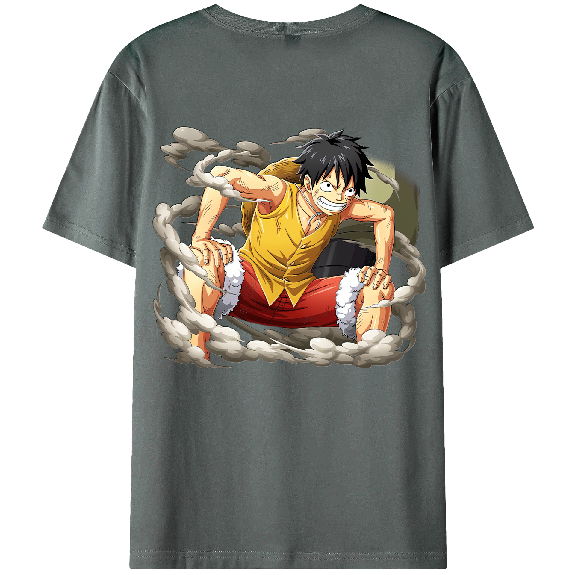 ワンピース モンキー・D・ルフィ ONE PIECE Monkey D. Luffy 綿100％ メンズ半袖Tシャツ（バックプリント） 通気性